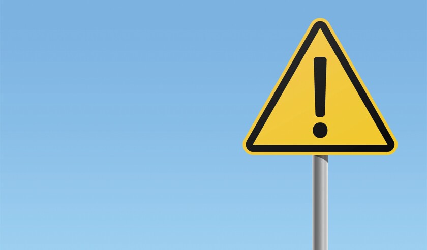 Yellow black warning sign with exclamation mark icon with blue background vector illustration