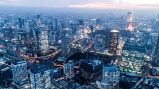 Cityscape of Tokyo and huge sky