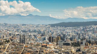 Panorama of Quito - Ecuador as seen from the Panecillo, a 200-metre-high hill of volcanic-origin