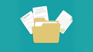 Contract document icon in flat style. Report with folder vector illustration on isolated background. Paper sheet sign business concept.