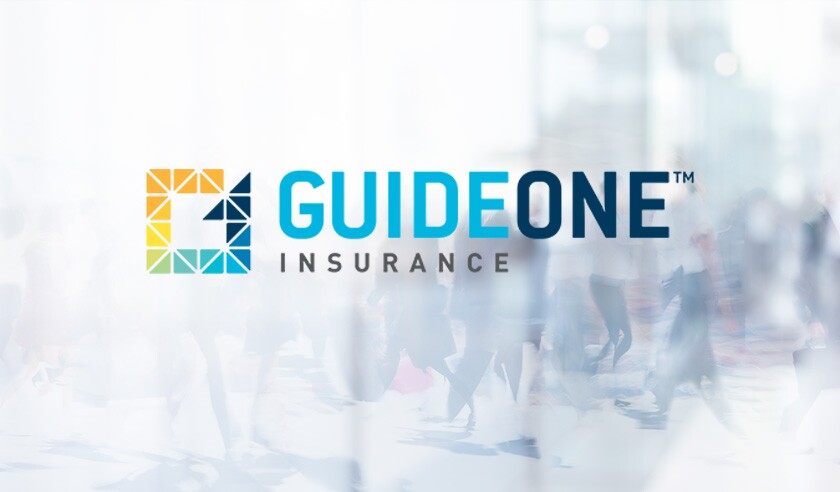 Guideone insurance logo glass reflection people.jpg