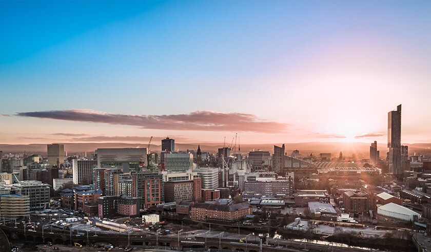 Aerial View of the Manchester Skyline at Sunrise.jpg