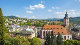 View of the city with collegiate church in Baden-Baden