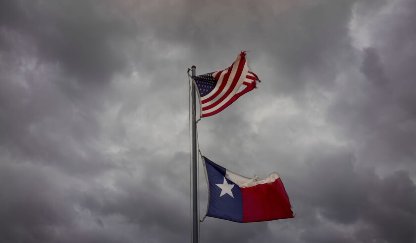 United States of America and Texas flags.