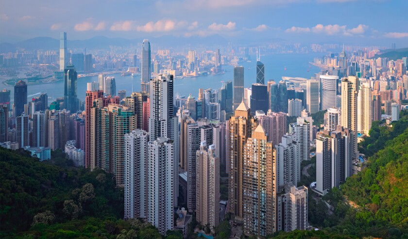 Hong Kong skyscrapers skyline cityscape view