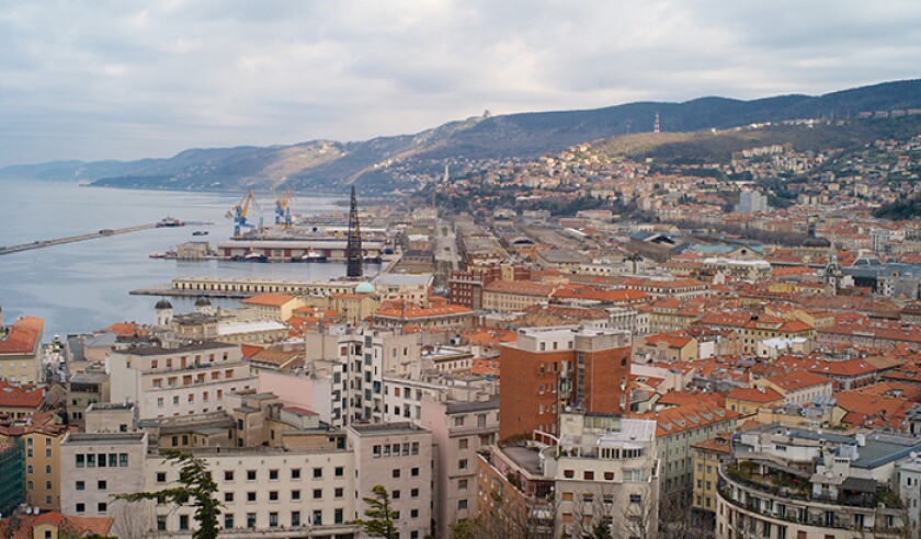 The Old Port and City Center of Trieste from Above
