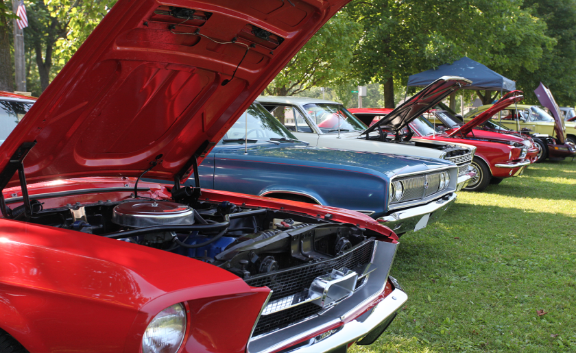 Classic automobiles on display at Indiana car show.png
