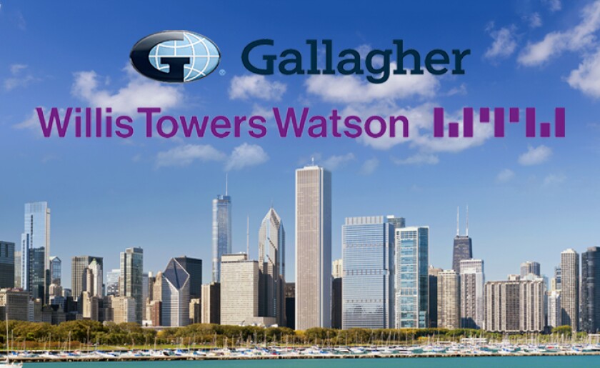 Gallagher and Willis Towers Watson logos Chicago skyline.jpg