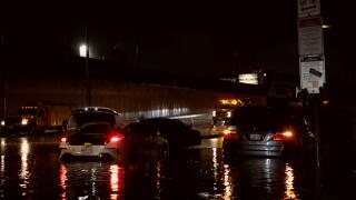 Los Angeles, United States. 20th Aug, 2023. Cars trapped in flood waters along the Sherman Way. Hurricane Hilary brings intense rain and flood warnings throughout Southern California, becoming the regions first tropical storm in decades. Credit: SOPA Imag