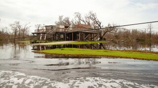 Pointe-aux-Chenes, Louisiana, USA. 31st Aug, 2021. Floodwaters surround a building after Hurricane Ida slammed into Louisiana. (Credit Image: © Leslie Spurlock/ZUMA Press Wire)