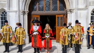 29/09/2025. London, UK
 Alderwoman Dame Susan Langley DBE (standing next to 696th Lord Mayor Alderman Alastair King DL) has been elected as the 697th Lord Mayor of the City of London at a ceremony at Guildhall today. Photo credit: Ray Tang