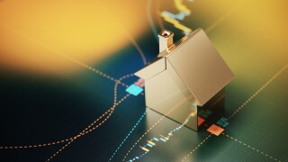 House Symbol Sitting over A Bar Graph - Stock Market and Real Estate Concept