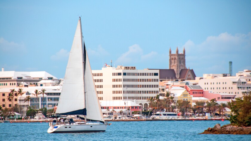 Sailboat in the Hamilton, Bermuda, harbor.