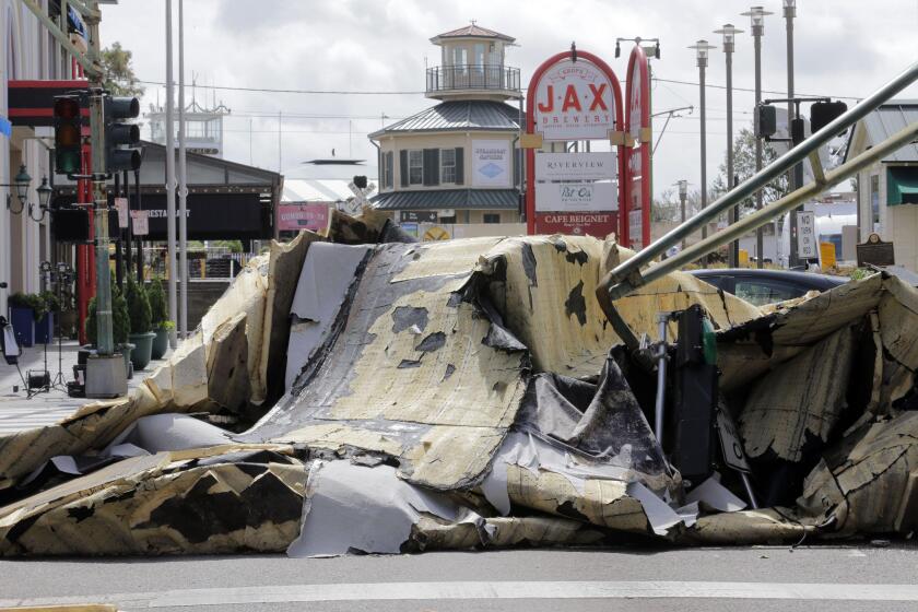 New Orleans, United States. 30th Aug, 2021. Jax Brewery in the French Quarter of New Orleans roof blew off during the night as Hurricane Ida hit the city, Monday, August 30, 2021. nnPhoto by AJ Sisco/UPI Credit: UPI/Alamy Live News