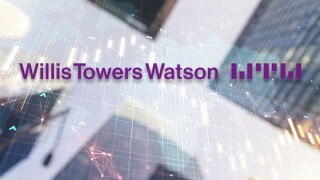 Willis Towers Watson abstract financial diagram with world map on office buildings background.jpg