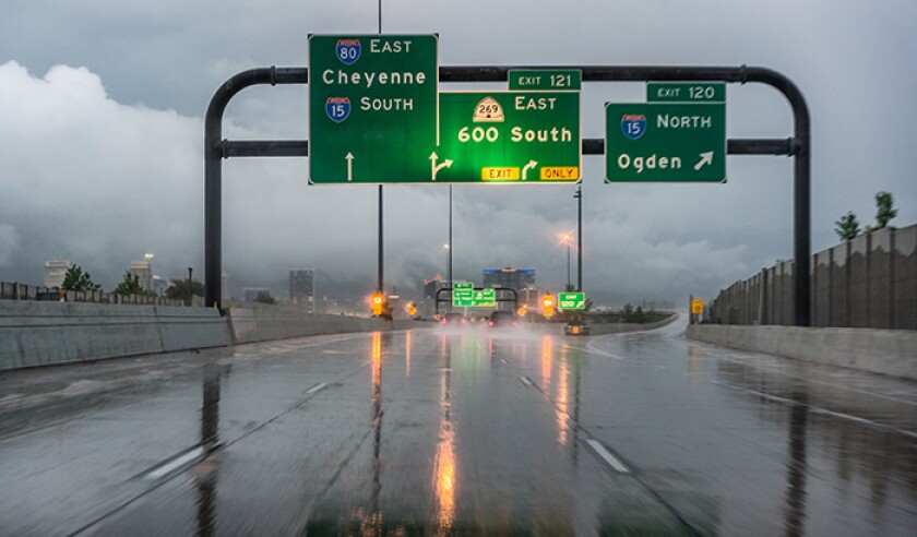 Rainstorm on the freeway