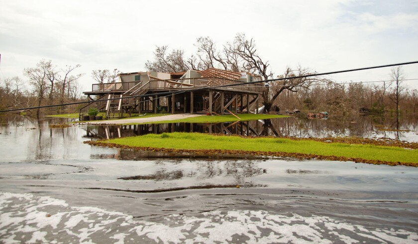 Pointe-aux-Chenes, Louisiana, USA. 31st Aug, 2021. Floodwaters surround a building after Hurricane Ida slammed into Louisiana. (Credit Image: © Leslie Spurlock/ZUMA Press Wire)