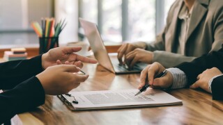 Business people contract. agreement was signed co-investment business
