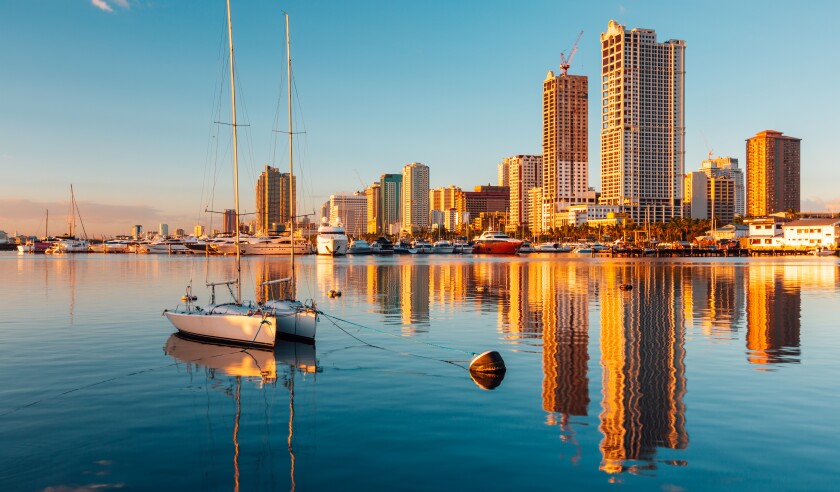 Skyline of Manila City and Manila Bay, Philippines