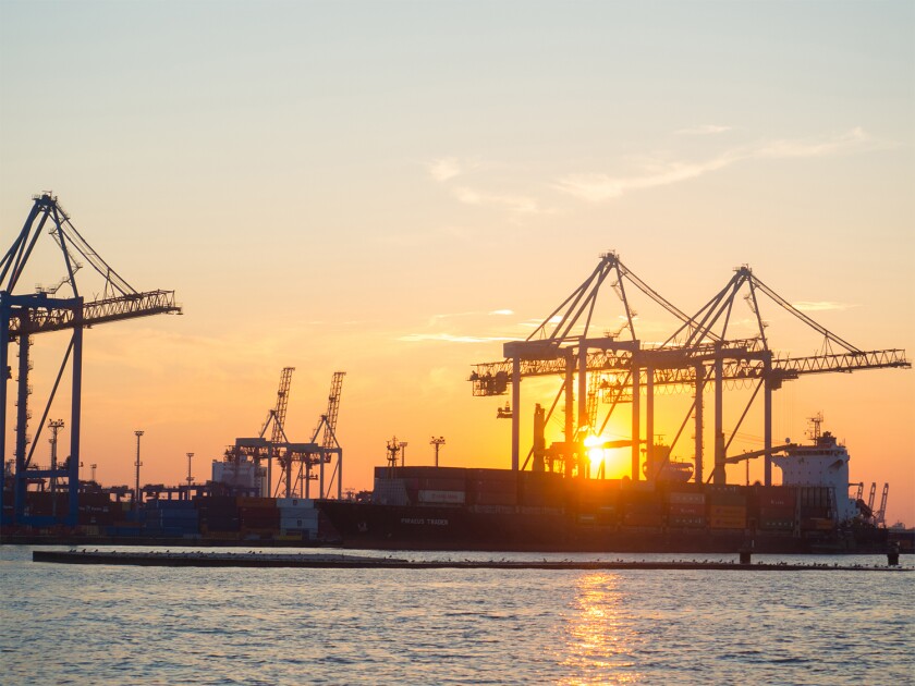 black sea port Odessa, Ukraine with a lot of cranes, cabins, boxes and tanks.jpg