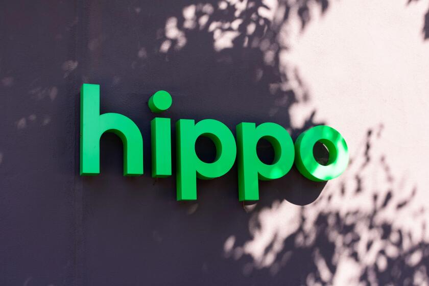 Hippo sign, logo on headquarters building of an American property insurance company - Palo Alto, California, USA - 2023