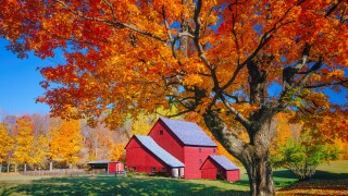 Vermont autumn with rustic barn