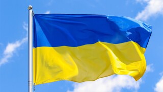 Flag of Ukraine on a background of blue sky.jpg