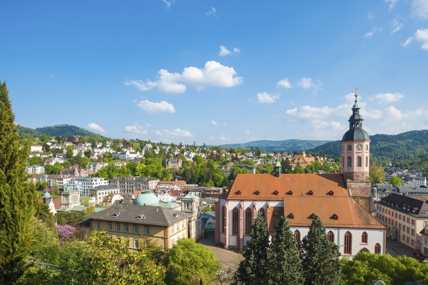 View of the city with collegiate church in Baden-Baden
