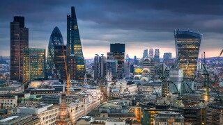 City of London. London's panorama at sun set.