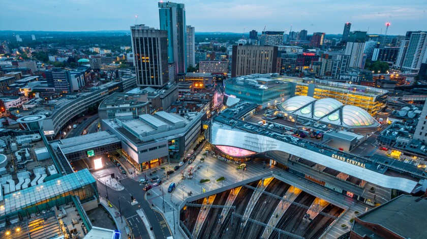 Looking across the city of Birmingham
