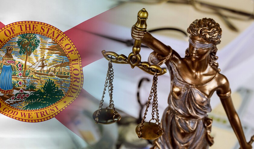 Figure Justice holding the scales of justice with lawyer working on documents