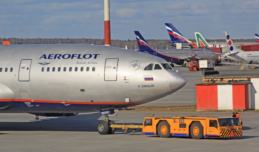 Russia. Moscow. Sheremetyevo Airport. Aircraft Aeroflot, IL-96, Valery Chkalov