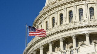 US Congress - Capitol building at Capitol Hill in Washington DC- sunny spring day and clear blue sky