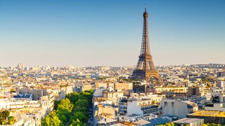 cityscape of paris by the sunset