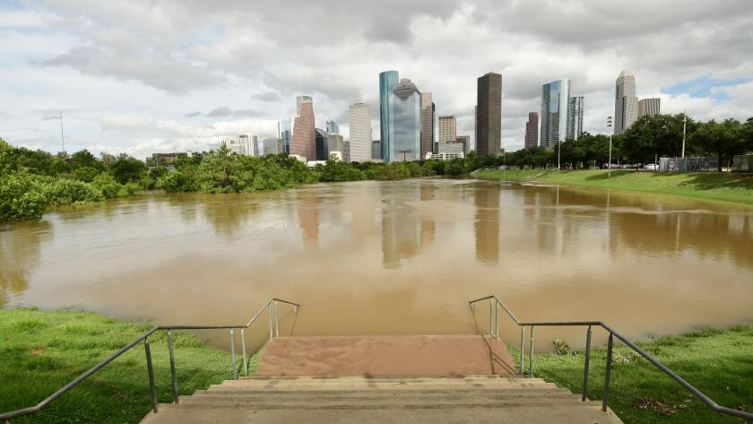 Buffalo Bayou Park, Houston flooded after Hurricane Beryl
