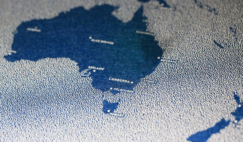 airplane fly on the blue painted map