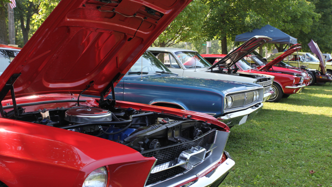 Classic automobiles on display at Indiana car show.png