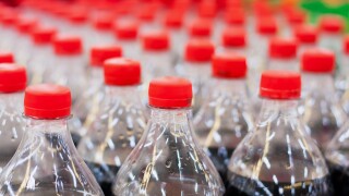Bottles with soft drinks