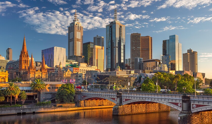 Melbourne. Cityscape image of Melbourne, Australia during summer sunrise.
