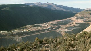 Early development of Cuajone copper mine  in the Peruvian Andes 1972. Image shot 1972. Exact date unknown.
