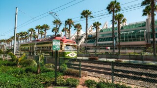 San Diego Trolley. Green Line, Convention Center Station san diego convention center.jpg
