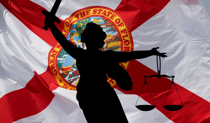 florida state flag flying usa