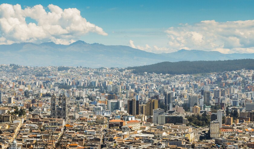 Panorama of Quito - Ecuador as seen from the Panecillo, a 200-metre-high hill of volcanic-origin