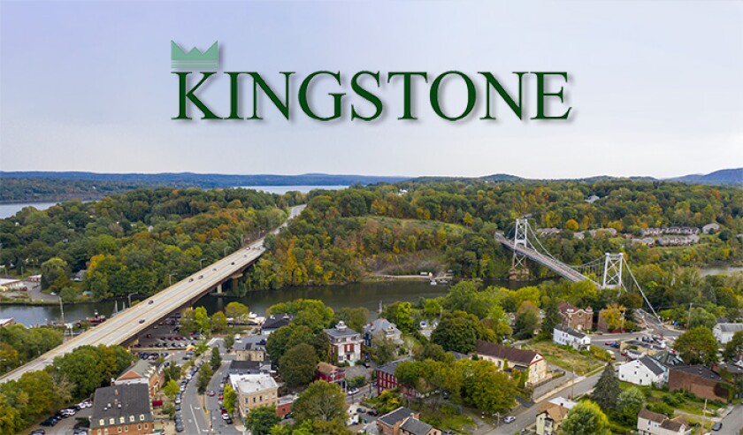 Aerial View Over Broadway Street South Kingston New York