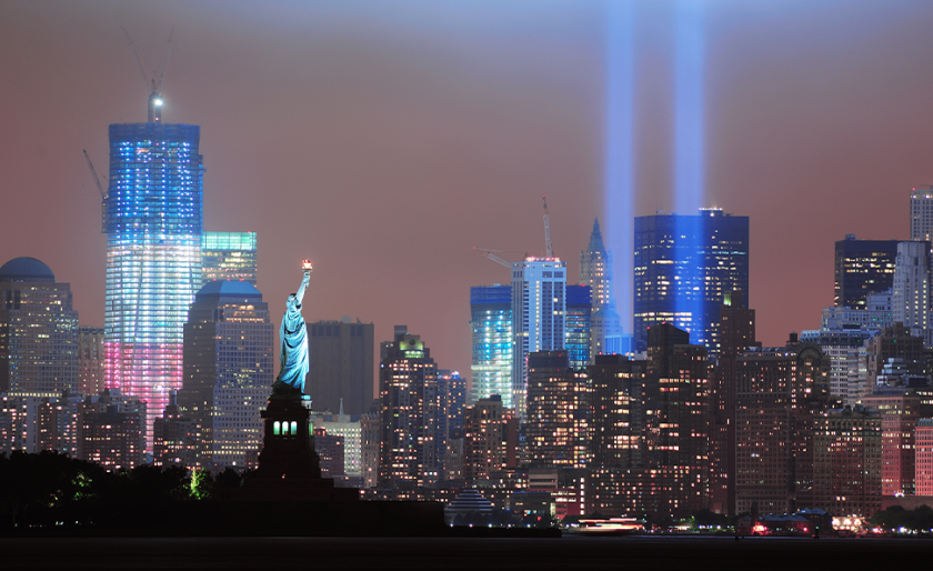 9/11 memorial lights, New York